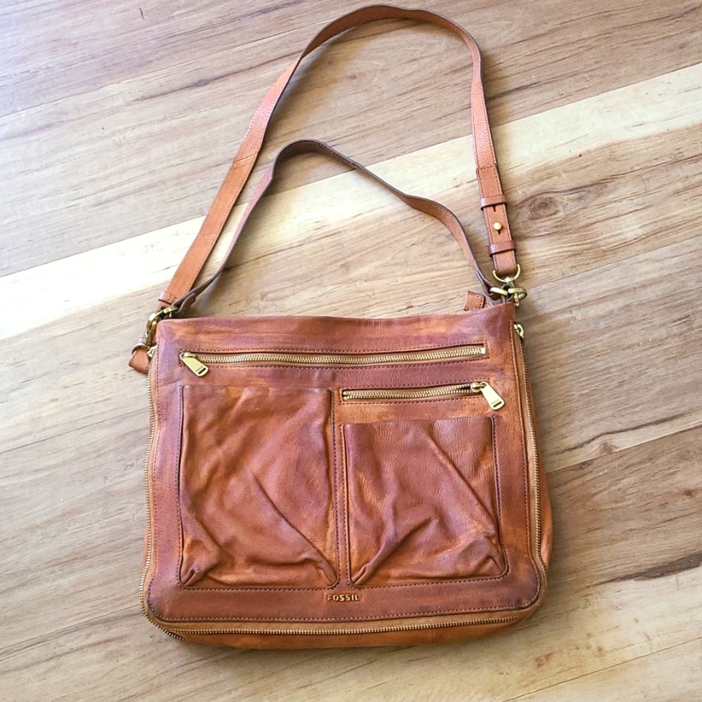 Fossil Brown Leather Shoulder Bag
